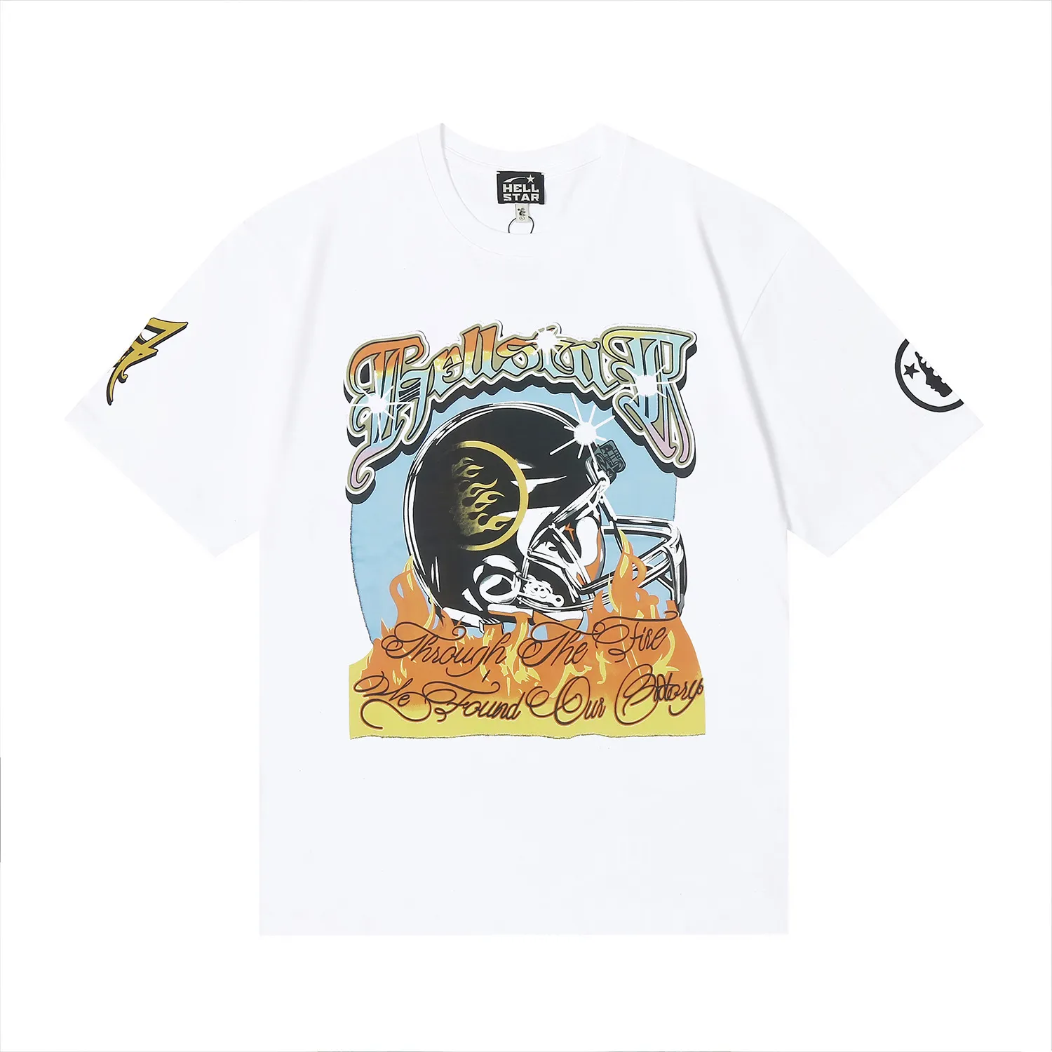 6678# P116 Hellstar American fashion high street pure cotton loose short-sleeved T-shirt Color: White Black Apricot Code Number: S M L XL