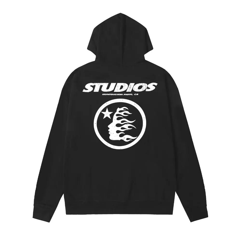 9922# P196 Ins American hip-hop trendy brand hellstar letter printed high street loose hooded pullover sweatshirt for men and women Color: Black White Size: S M L XL