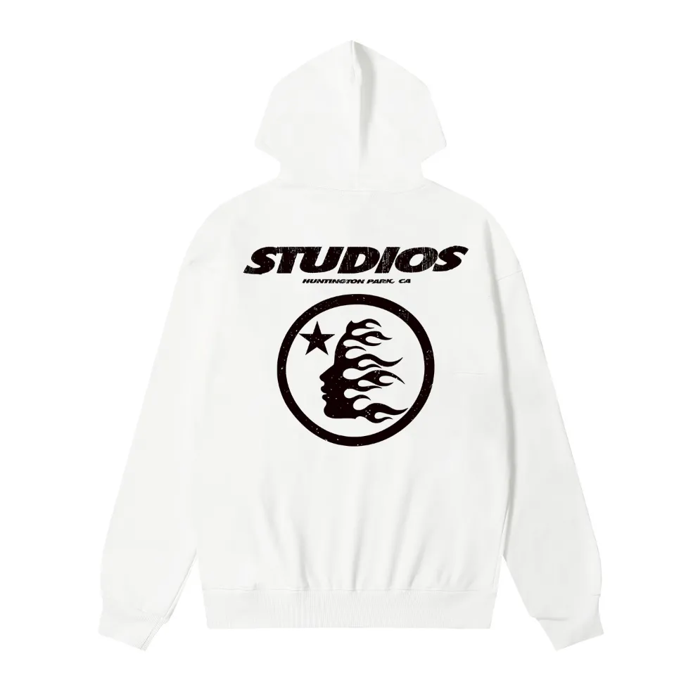 9922# P196 Ins American hip-hop trendy brand hellstar letter printed high street loose hooded pullover sweatshirt for men and women Color: Black White Size: S M L XL