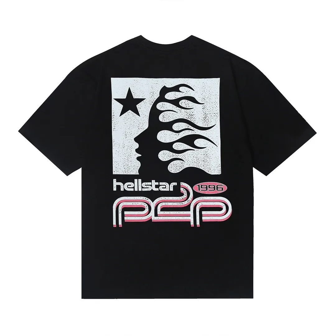 6654# P112 Hellstar American fashion high street pure cotton loose short-sleeved T-shirt Color: White Black Size: S M L XL