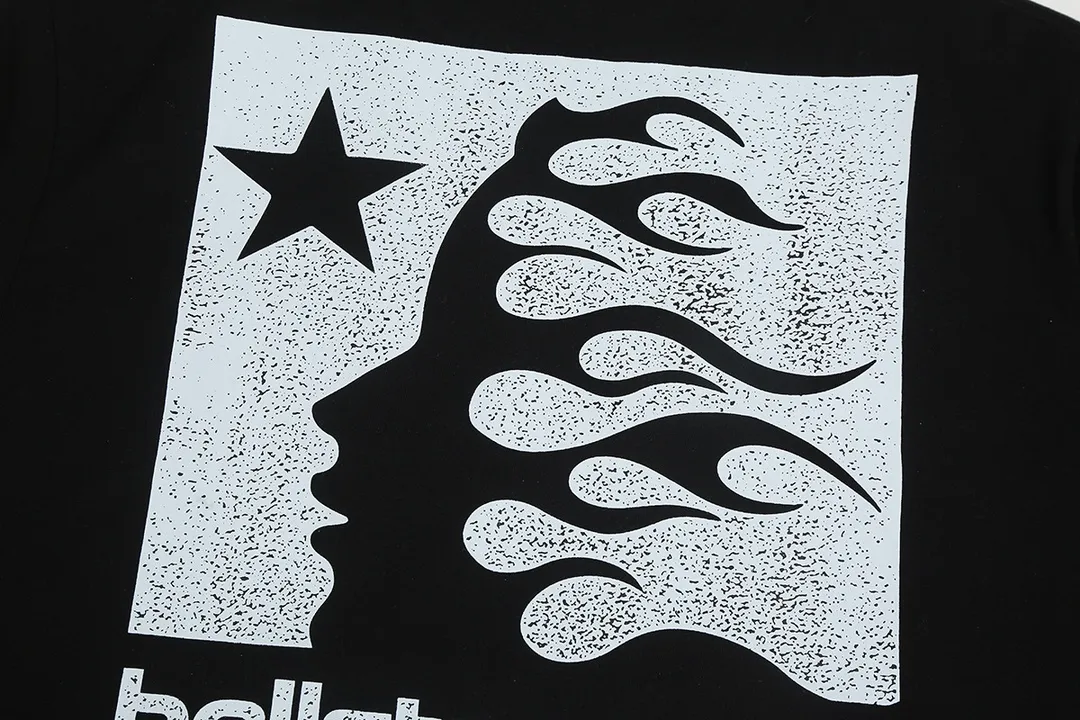 6654# P112 Hellstar American fashion high street pure cotton loose short-sleeved T-shirt Color: White Black Size: S M L XL