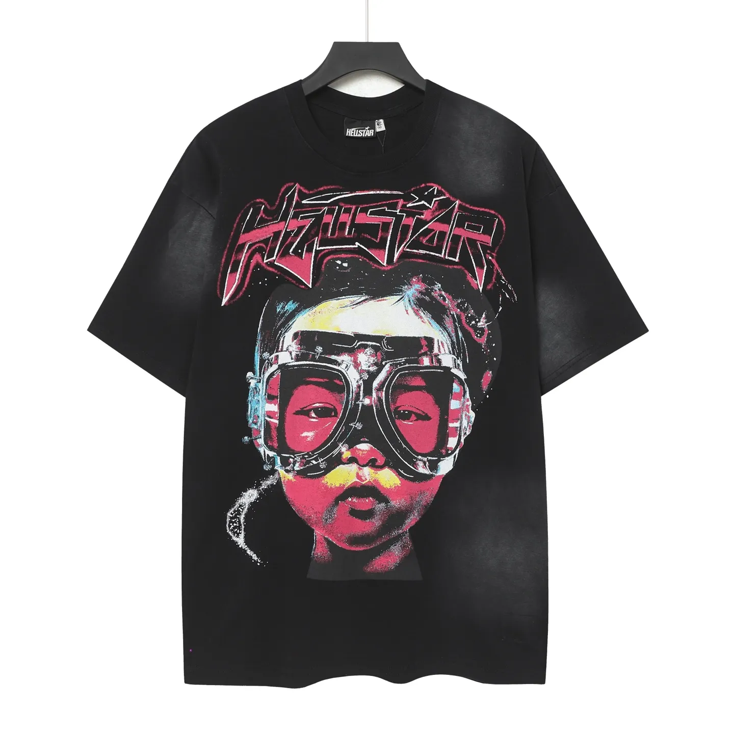 P124 Hellstar Hellstar Cross-border European and American style street fashion brand pure cotton T-shirt Fabric (fabric): 32 counts 250g washed combed double yarn pure cotton Size (size): S-M- L- X L Color (colour): Washed black (spray Ma Liu)
