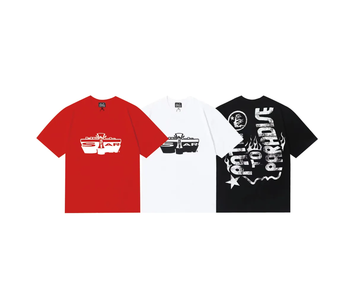 6683# P112 Hellstar American fashion high street pure cotton loose short-sleeved T-shirt Color: White Black Red Size: S M L XL