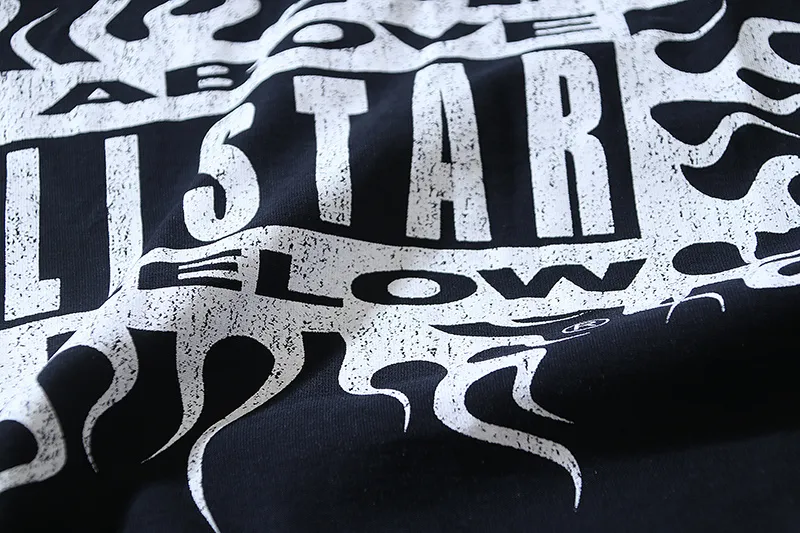 P140 Washed black reversible real shot Hellstar washed and worn reversible fashionable printed short-sleeved T-shirt Fabric: 250g 32 count fine cotton double yarn pure cotton Color: washed black + reversible + worn Size: S M L XL