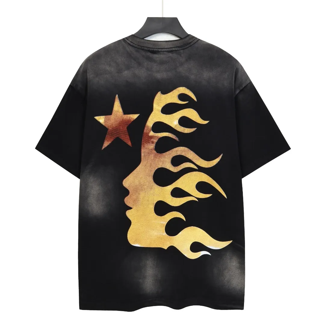 P124 Real-stock high-definition Hellstar Cross-border European and American style street brand pure cotton T-shirt Fabric (fabric): 32 pieces of 250g washed combed double yarn pure cotton Size (size): S-M- L- X L Color (colour): Washed black 👉