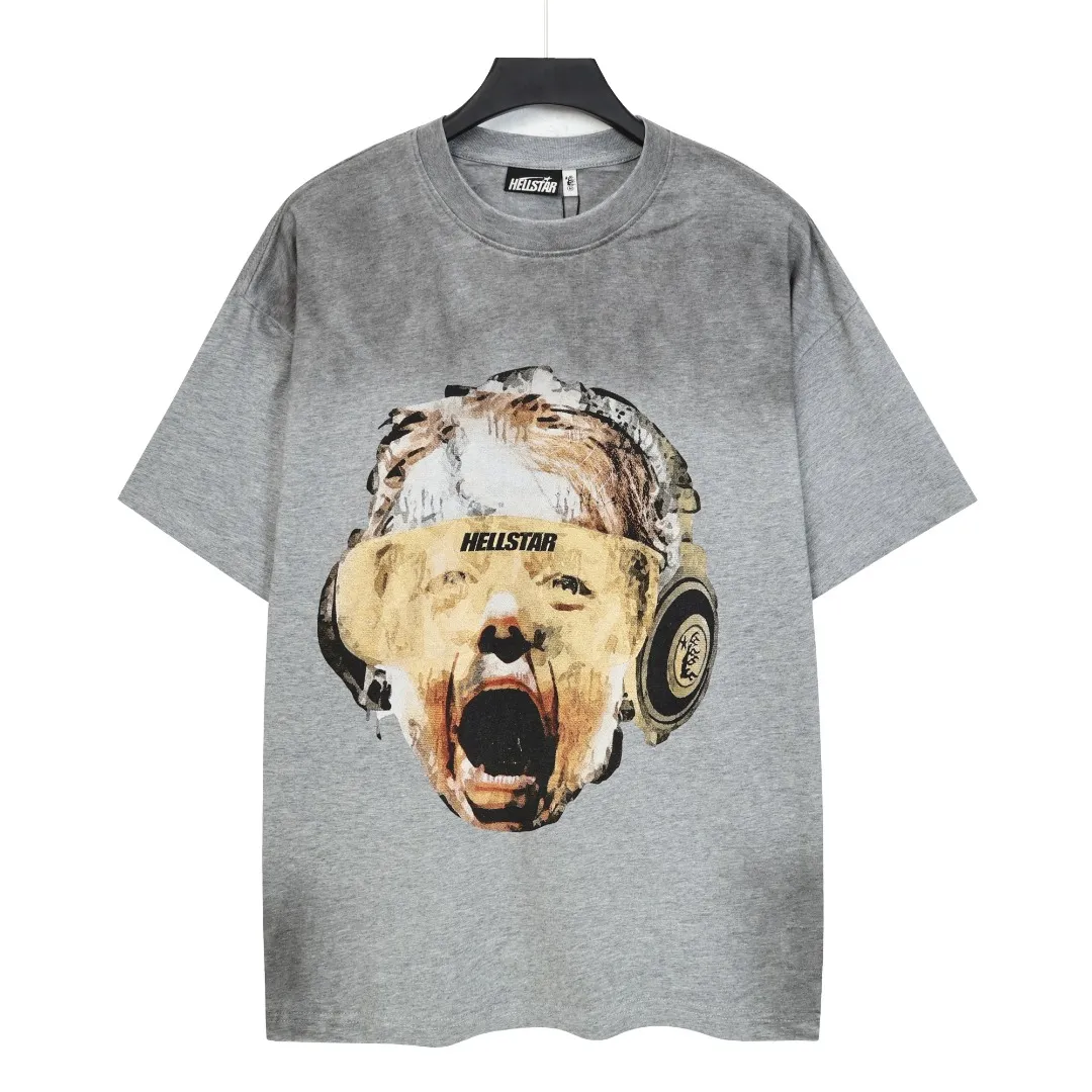 P124 Real-stock high-definition Hellstar Cross-border European and American style street brand pure cotton T-shirt Fabric (fabric): 32 pieces of 250g washed combed double yarn pure cotton Size (size): S-M- L- X L Color (colour): Washed black 👉