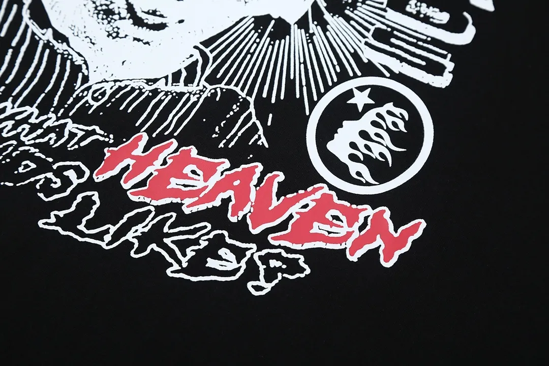 8828# P160 Hellstar high-quality Hellstar American trendy printed cotton terry crew neck sweatshirt Color: White Black Size: S M L XL
