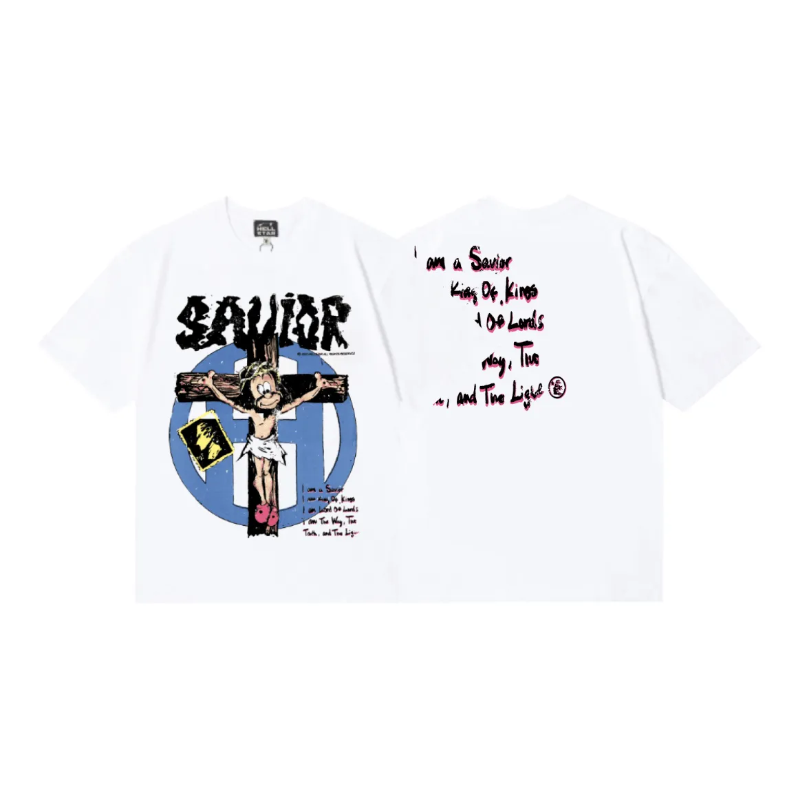 6797# P116 Hellstar American fashion high street pure cotton loose short-sleeved T-shirt Color: White Size: S M L XL