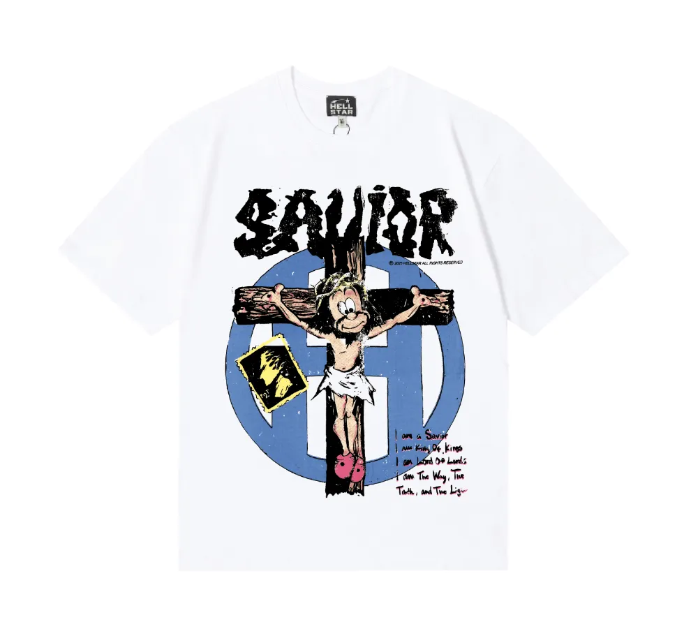 6797# P116 Hellstar American fashion high street pure cotton loose short-sleeved T-shirt Color: White Size: S M L XL