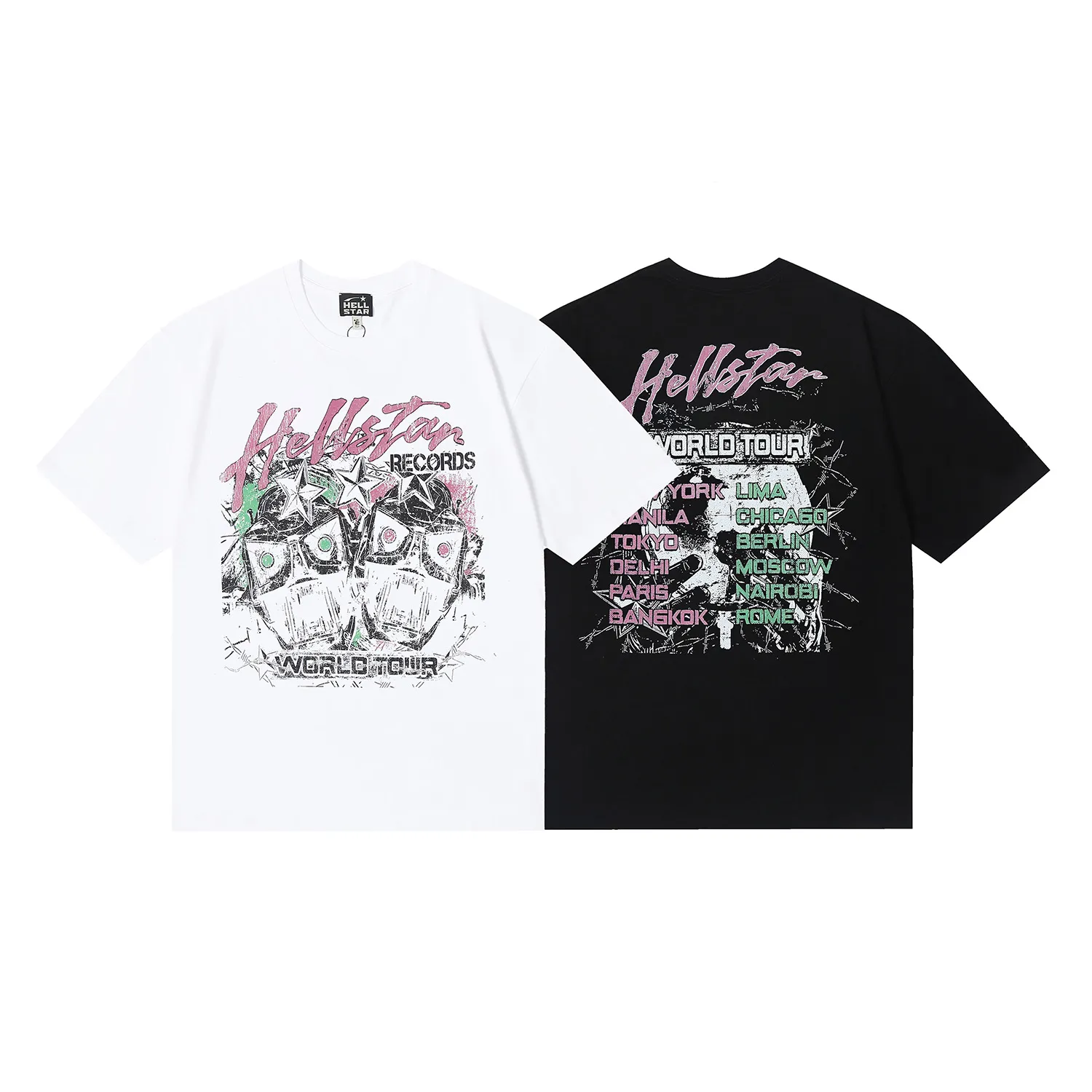 6676# P116 Hellstar American fashion high street pure cotton loose short-sleeved T-shirt Color: White Black Size: S M L XL