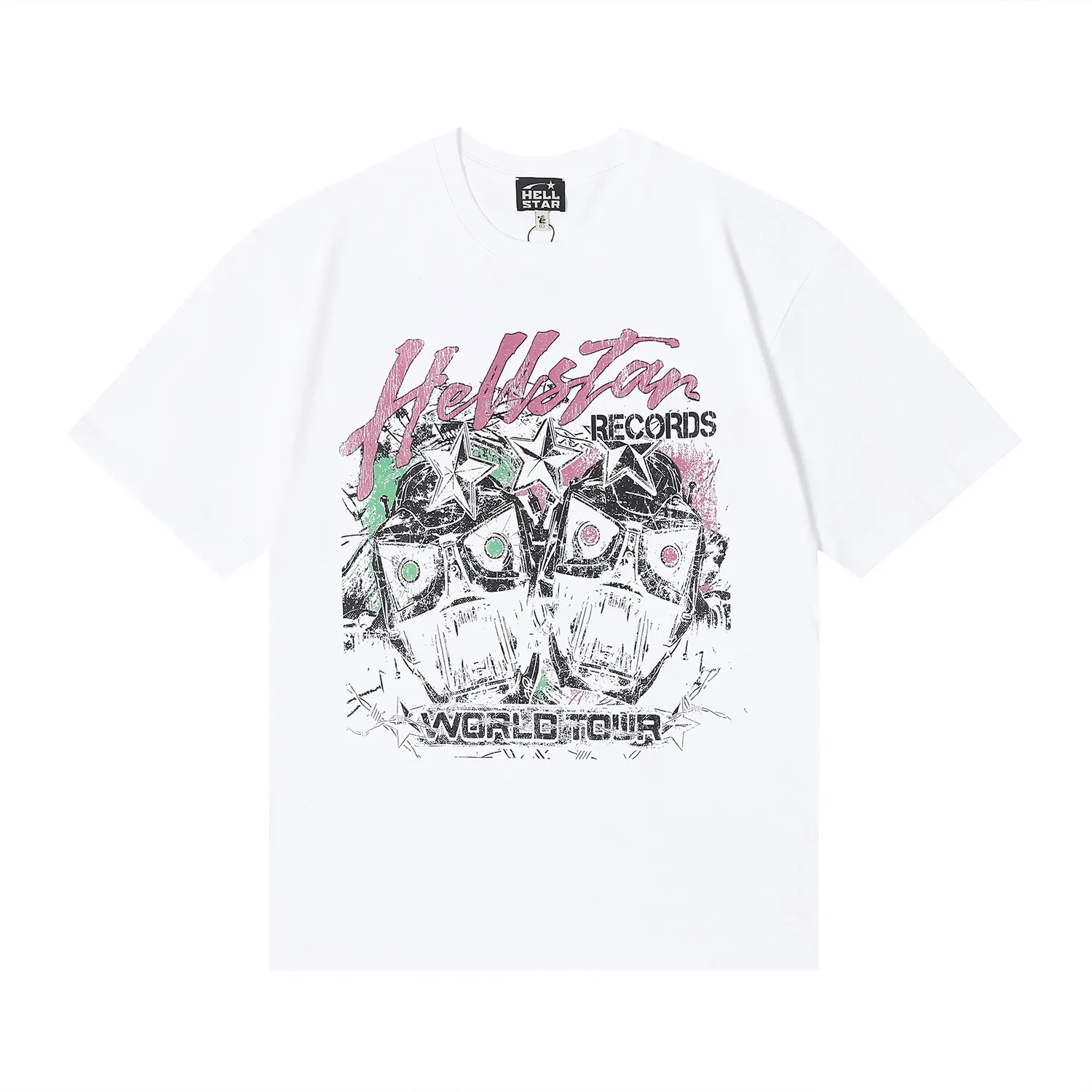 6676# P116 Hellstar American fashion high street pure cotton loose short-sleeved T-shirt Color: White Black Size: S M L XL