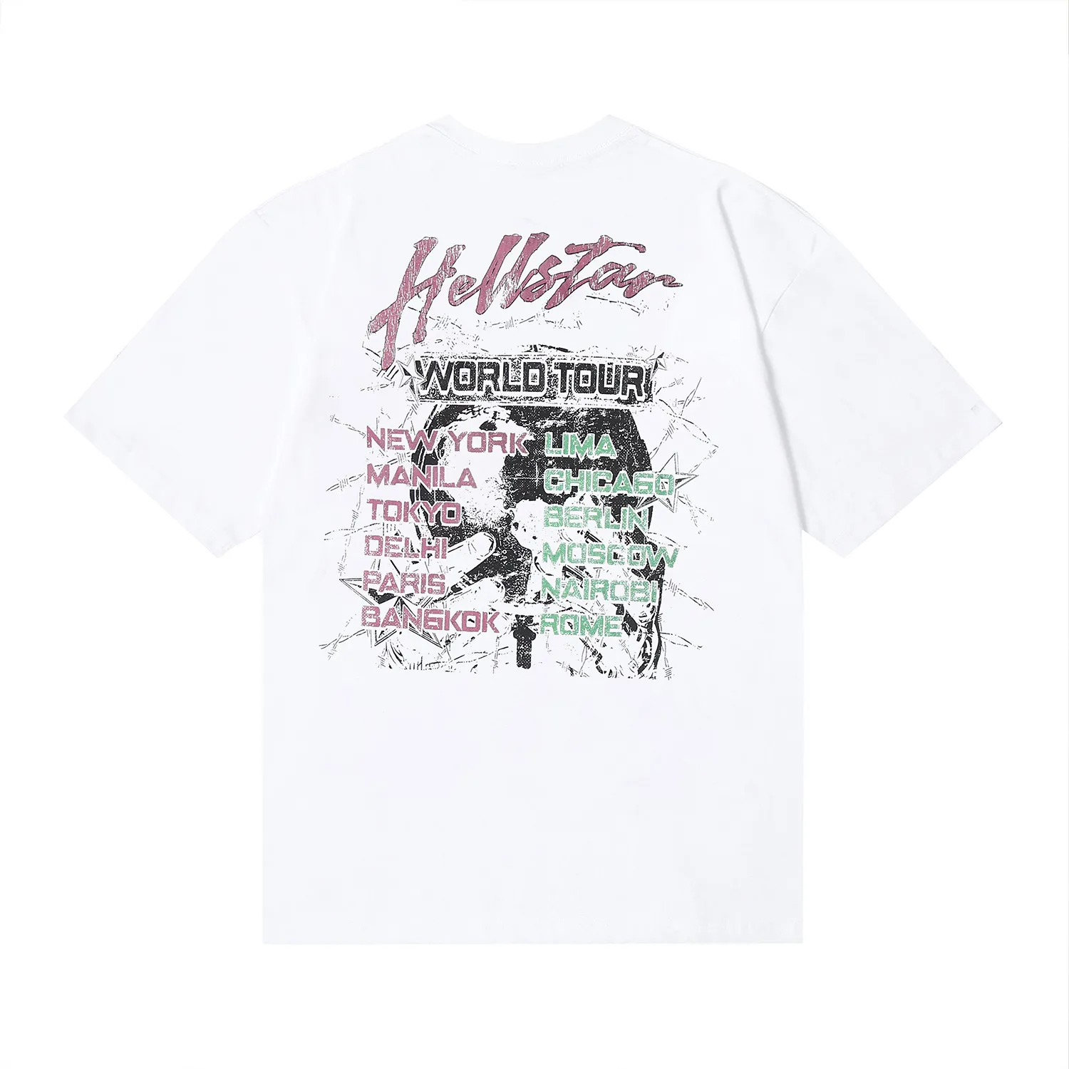6676# P116 Hellstar American fashion high street pure cotton loose short-sleeved T-shirt Color: White Black Size: S M L XL