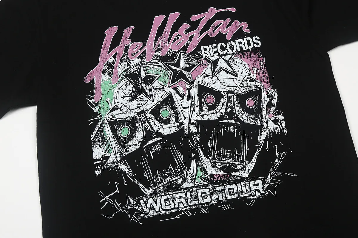 6676# P116 Hellstar American fashion high street pure cotton loose short-sleeved T-shirt Color: White Black Size: S M L XL