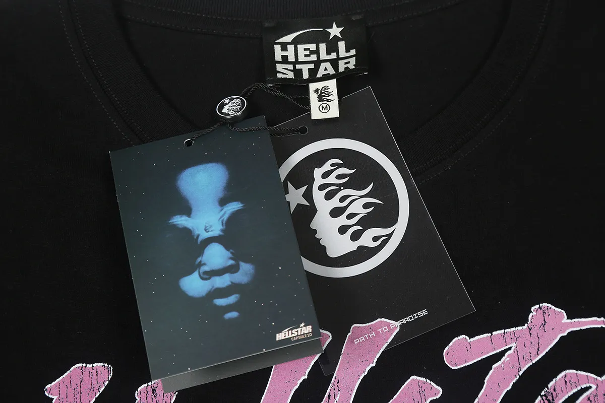 6676# P116 Hellstar American fashion high street pure cotton loose short-sleeved T-shirt Color: White Black Size: S M L XL