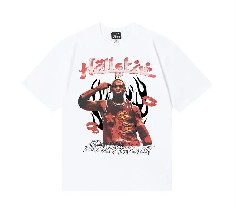 6718# P116 Hellstar American fashion high street pure cotton loose short-sleeved T-shirt Color: White Black Size: S M L XL