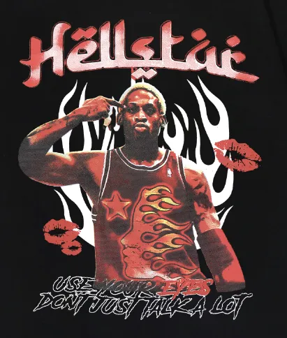 6718# P116 Hellstar American fashion high street pure cotton loose short-sleeved T-shirt Color: White Black Size: S M L XL