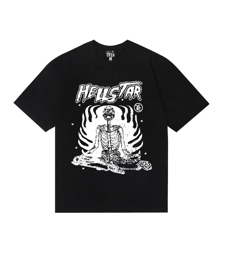 6671# P116 Hellstar American fashion high street pure cotton loose short-sleeved T-shirt Color: White Black Gray Size: S M L XL