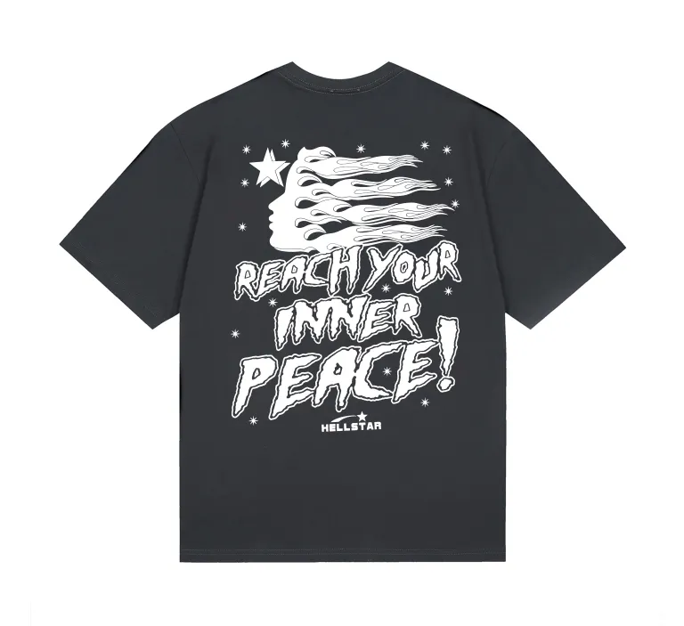 6671# P116 Hellstar American fashion high street pure cotton loose short-sleeved T-shirt Color: White Black Gray Size: S M L XL