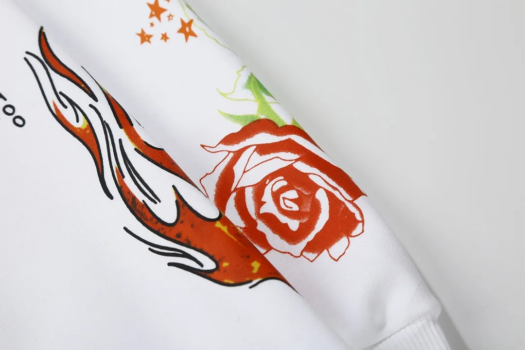 8811# P166 Hellstar high quality Hellstar American trendy printed cotton terry crew neck sweatshirt Color: White Size: S M L XL