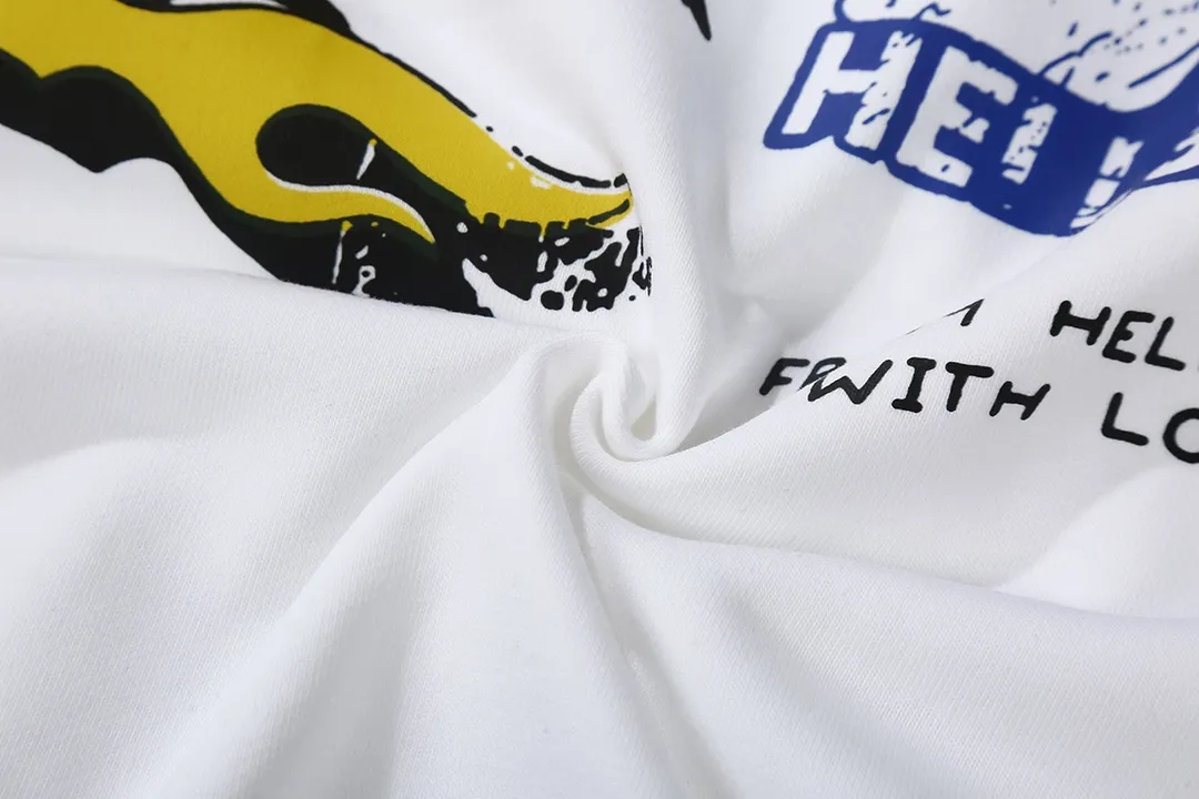 8811# P166 Hellstar high quality Hellstar American trendy printed cotton terry crew neck sweatshirt Color: White Size: S M L XL