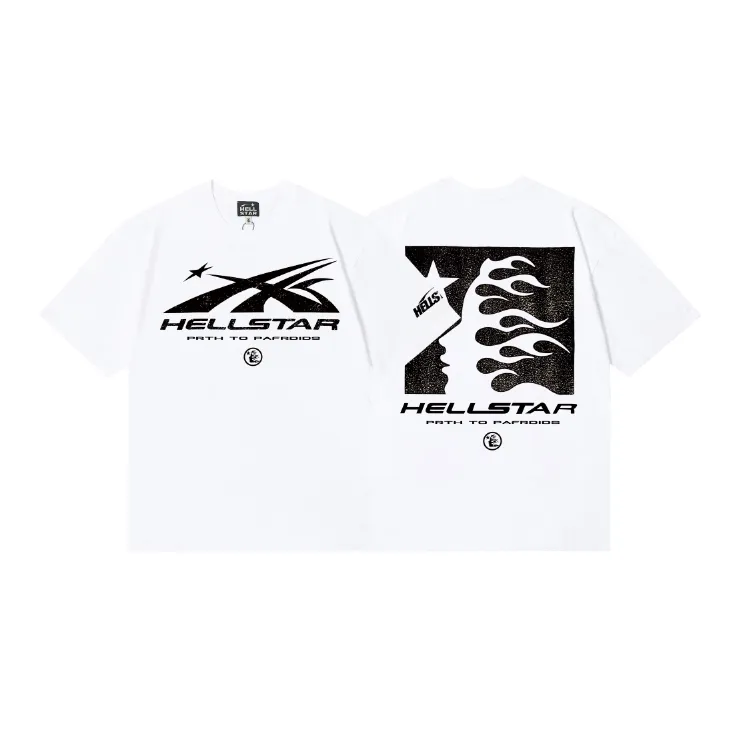 6805# P112 Hellstar American fashion high street pure cotton loose short-sleeved T-shirt Color: White Size: S M L XL