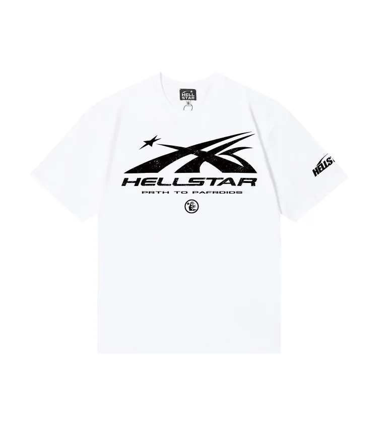 6805# P112 Hellstar American fashion high street pure cotton loose short-sleeved T-shirt Color: White Size: S M L XL