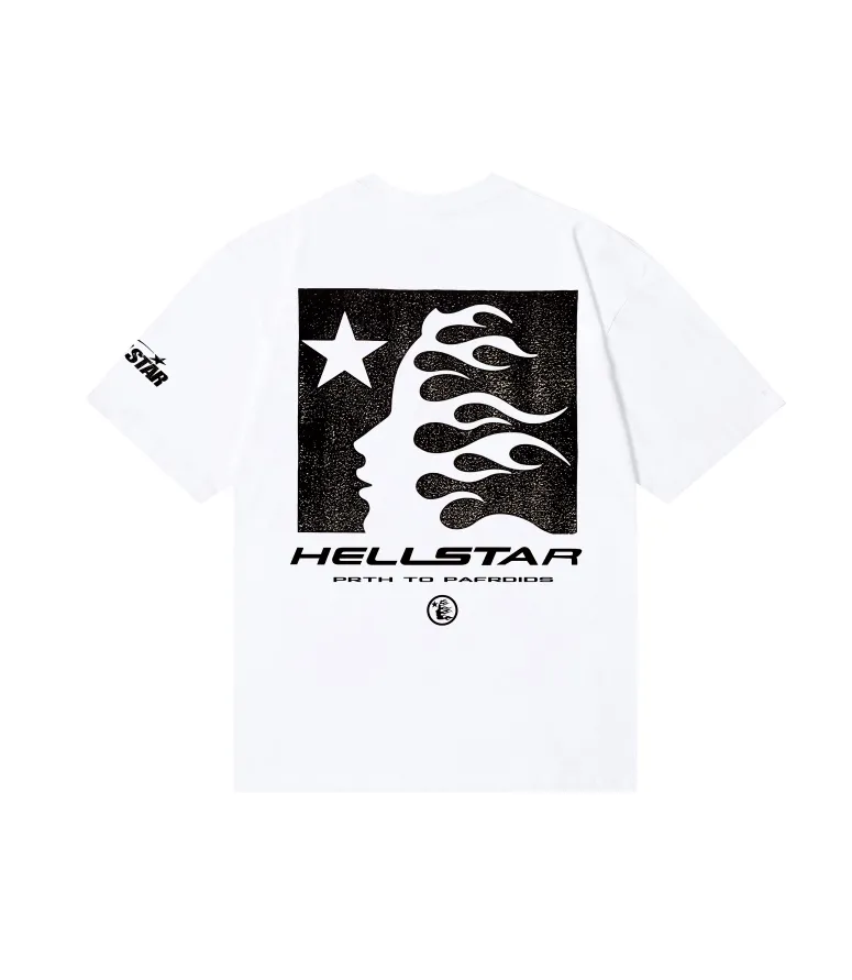 6805# P112 Hellstar American fashion high street pure cotton loose short-sleeved T-shirt Color: White Size: S M L XL