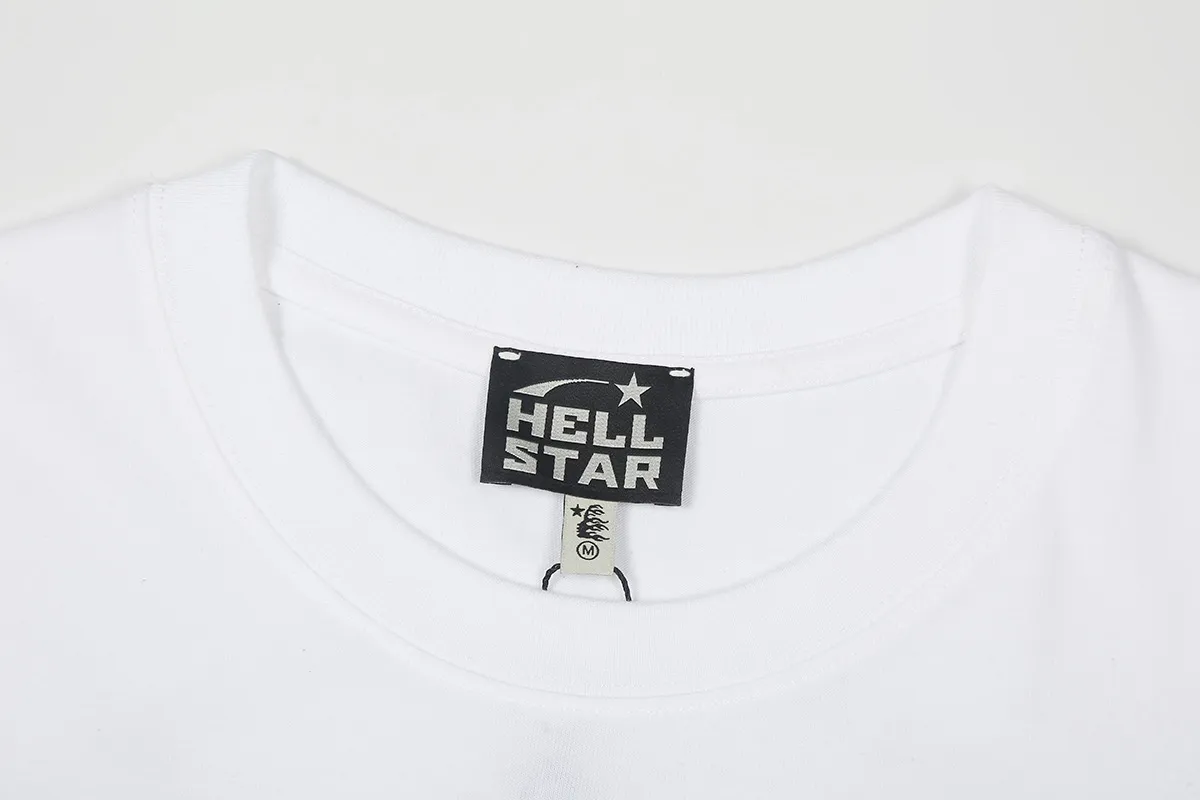 6805# P112 Hellstar American fashion high street pure cotton loose short-sleeved T-shirt Color: White Size: S M L XL