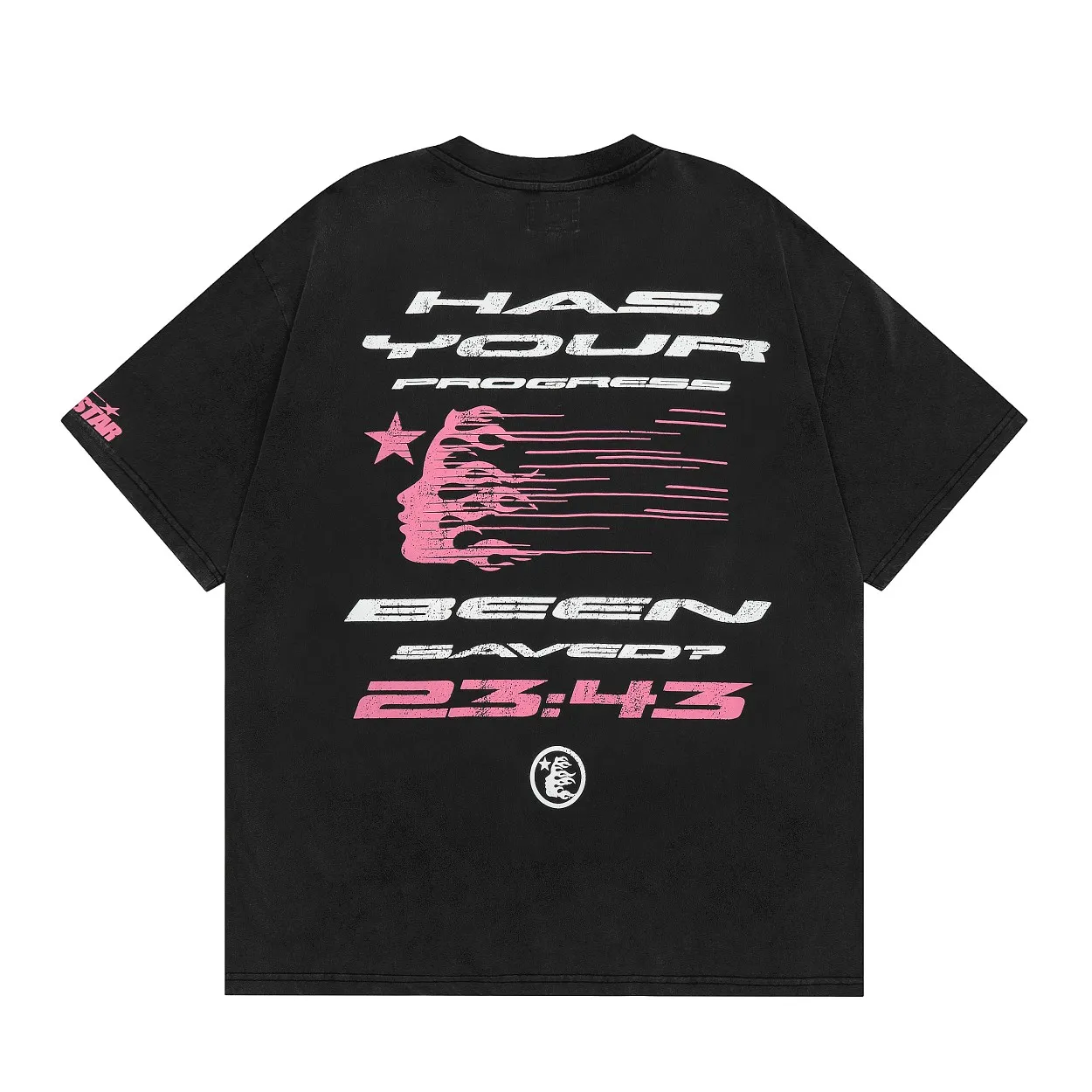 P126 Hellstar Studios QR Christ Short Sleeve Tee Shirt Washed Vintage Black Hellstar washed and distressed high-quality short-sleeved T-shirt The new hot beauty trend Hellstar! Standard beauty and trendy workmanship, original customization (fabric, pattern, printing, hang tag, main mark, etc.), exaggerated style, explosive style, dare to break through tradition, bring adventurous new fashion experience!  YoungBoy, the most popular rapper in the youth circle, has shot a lot of models for him, and celebrities such as Dababy and Swae Lee frequently get dressed!  color: Vintage Black (washed black) size: S, M, L, XL