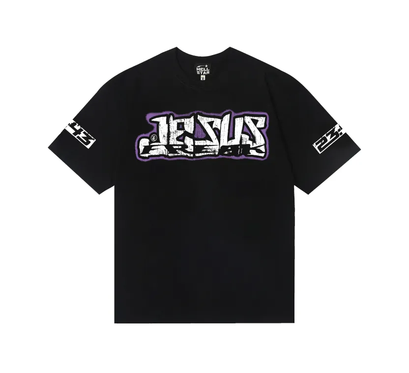6772# P112 Hellstar American fashion high street pure cotton loose short-sleeved T-shirt Color: Black Gray Size: S M L XL