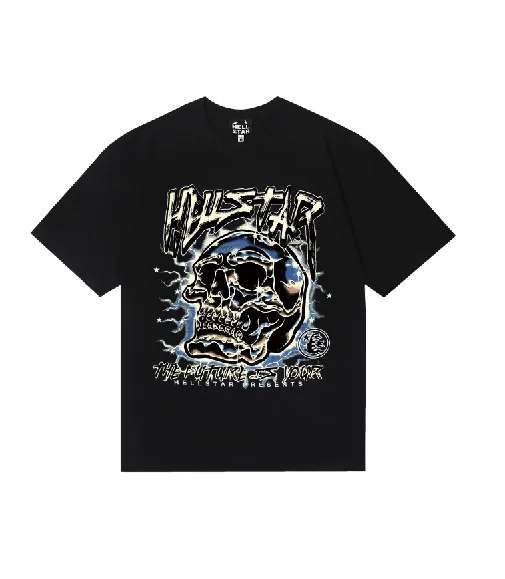 6813# P116 Hellstar American fashion high street pure cotton loose short-sleeved T-shirt Color: Black Size: S M L XL
