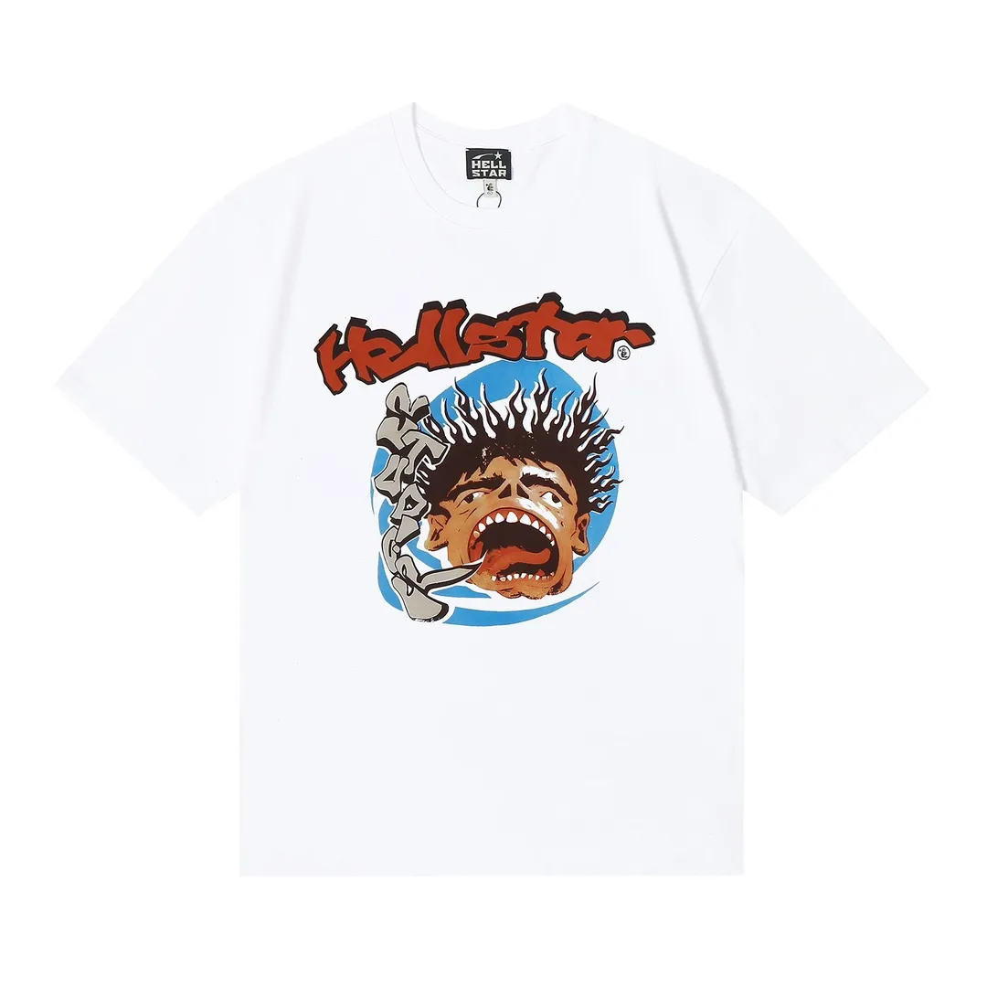 6653# P112 Hellstar American fashion high street pure cotton loose short-sleeved T-shirt Color: White Black Apricot Code Number: S M L XL