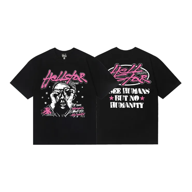 6806# P116 Hellstar American fashion high street pure cotton loose short-sleeved T-shirt Color: Black Size: S M L XL