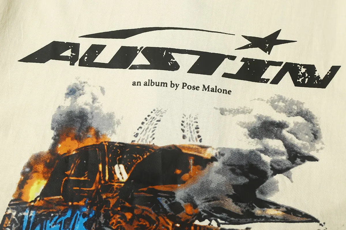 6612# P116 Hellstar short-sleeved Hellstar Rapper star fashion brand American fashion print high street retro T-shirt Color: White Apricot Black Size: S M L XL