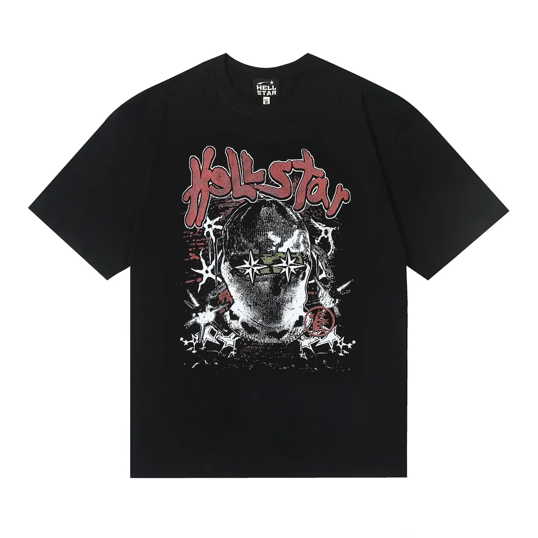 6630# P112 Hellstar American fashion high street pure cotton loose short-sleeved T-shirt Color: White Black Apricot Code Number: S M L XL