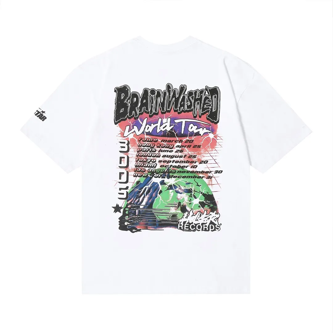 6645# P116 Hellstar American fashion high street pure cotton loose short-sleeved T-shirt Color: White Black Apricot Code Number: S M L XL