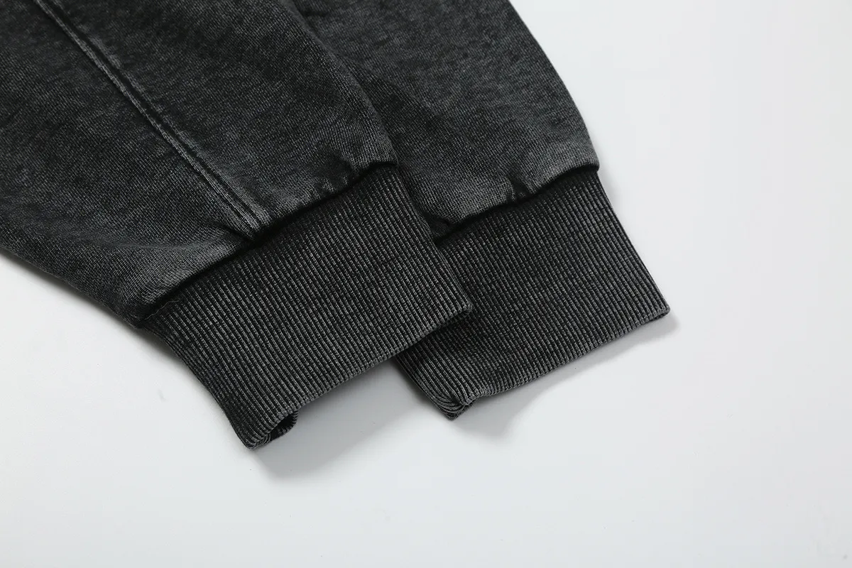 2209# P176 Washed European and American trendy brand Hellstar Washed and distressed American men and women casual loose round neck pocketless pullover sweatshirt Color: Black Size: S M L XL