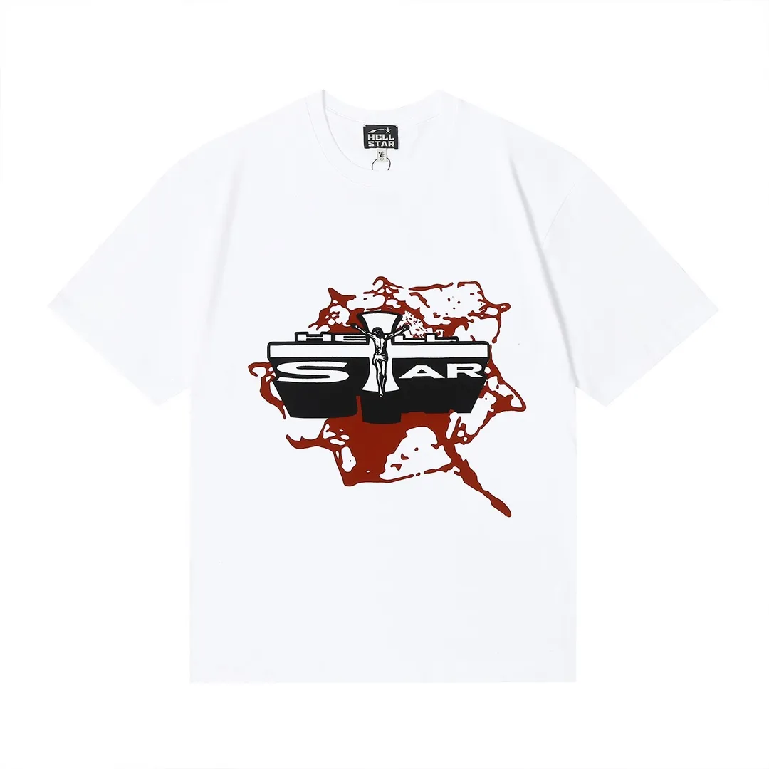 6620# P116 Hellstar American fashion high street pure cotton loose short-sleeved T-shirt Color: White Black Size: S M L XL