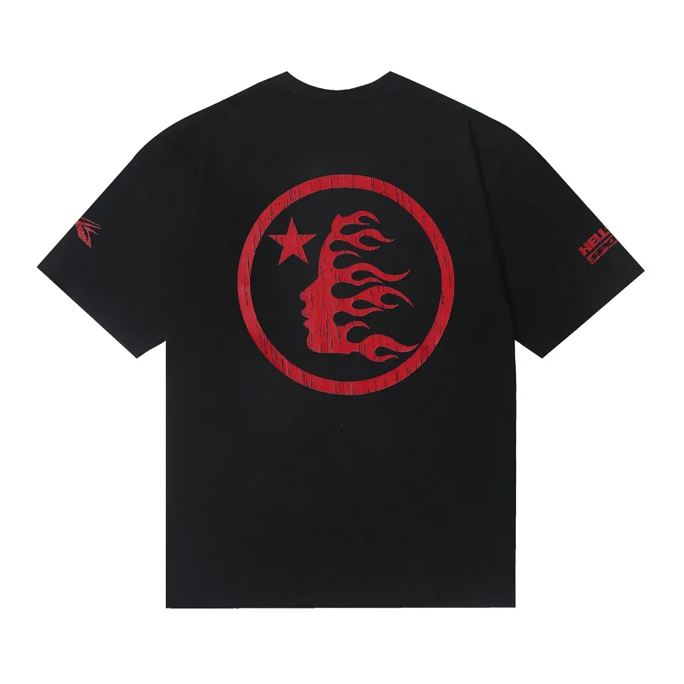 6605# P116 High quality Hell Hell Star BEAT US slogan printed casual retro men's and women's American fashion brand short-sleeved T-shirt Color: White Black Size: S M L XL