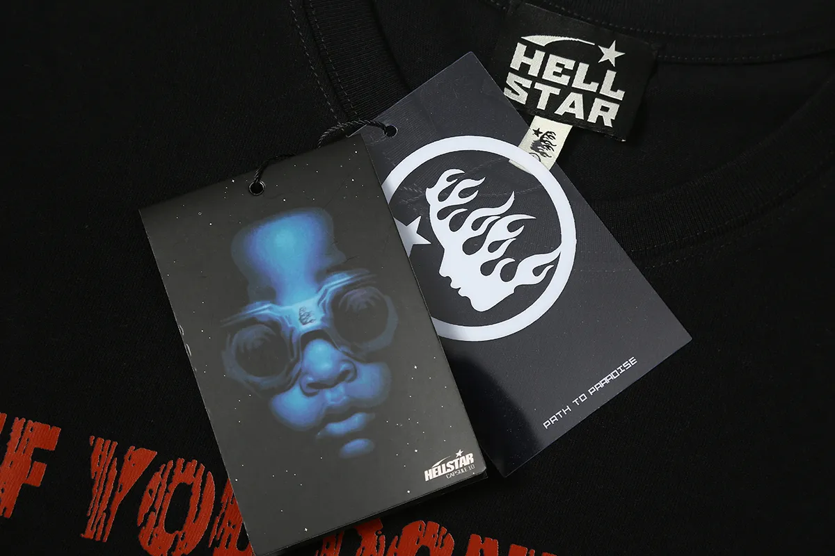 6605# P116 High quality Hell Hell Star BEAT US slogan printed casual retro men's and women's American fashion brand short-sleeved T-shirt Color: White Black Size: S M L XL