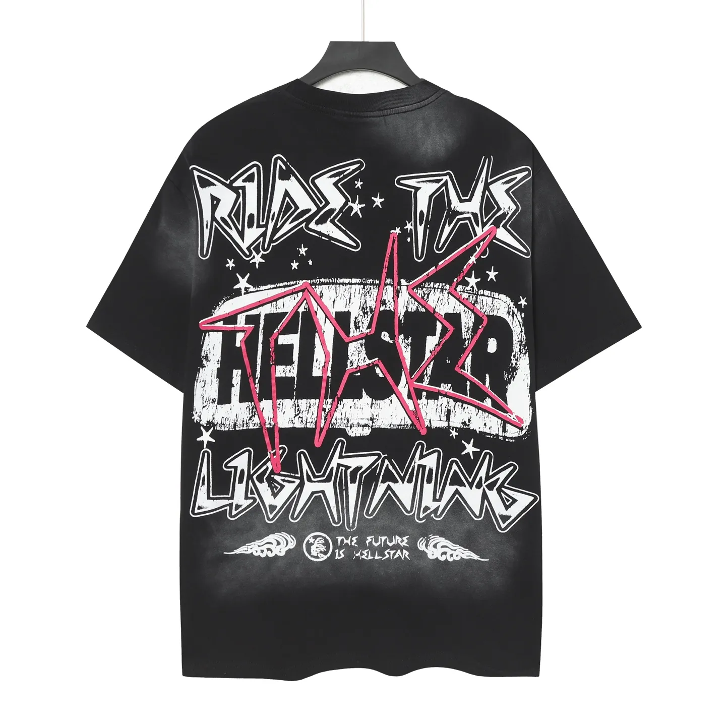 P124 Hellstar Hellstar Cross-border European and American style street fashion brand pure cotton T-shirt Fabric (fabric): 32 counts 250g washed combed double yarn pure cotton Size (size): S-M- L- X L Color (colour): Washed black (spray Ma Liu)