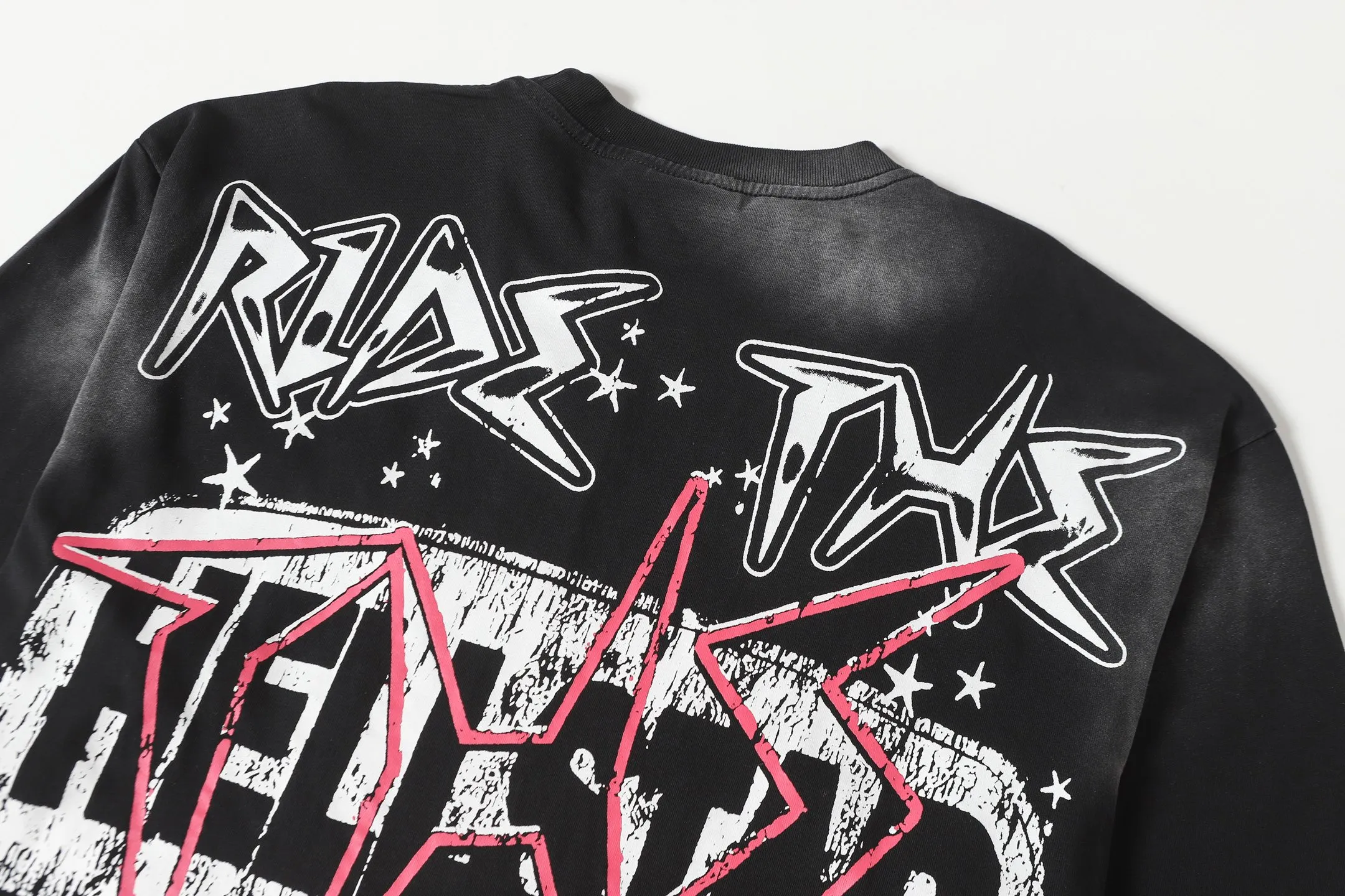 P124 Hellstar Hellstar Cross-border European and American style street fashion brand pure cotton T-shirt Fabric (fabric): 32 counts 250g washed combed double yarn pure cotton Size (size): S-M- L- X L Color (colour): Washed black (spray Ma Liu)