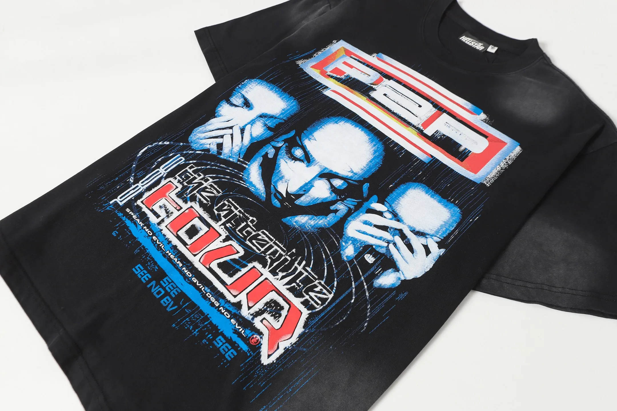 P124 Hellstar Hellstar Cross-border European and American style street fashion brand pure cotton T-shirt Fabric (fabric): 32 counts 250g washed combed double yarn pure cotton Size (size): S-M- L- X L Color (colour): Washed black (spray Ma Liu)