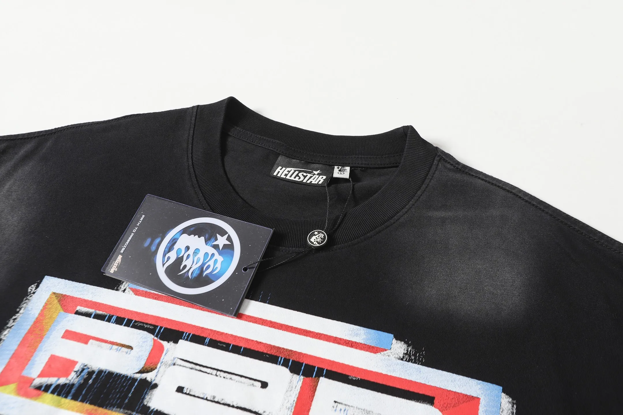 P124 Hellstar Hellstar Cross-border European and American style street fashion brand pure cotton T-shirt Fabric (fabric): 32 counts 250g washed combed double yarn pure cotton Size (size): S-M- L- X L Color (colour): Washed black (spray Ma Liu)