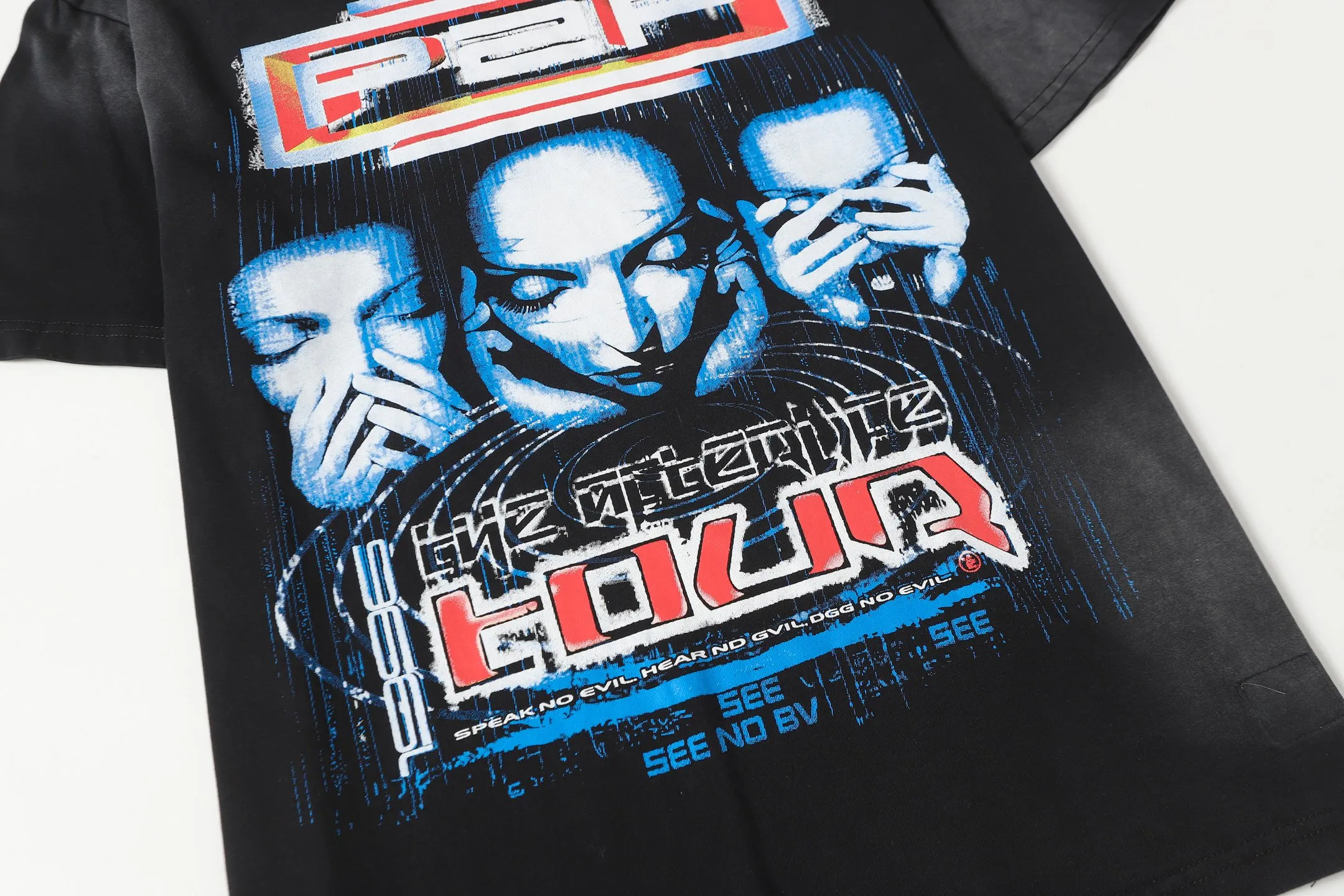 P124 Hellstar Hellstar Cross-border European and American style street fashion brand pure cotton T-shirt Fabric (fabric): 32 counts 250g washed combed double yarn pure cotton Size (size): S-M- L- X L Color (colour): Washed black (spray Ma Liu)