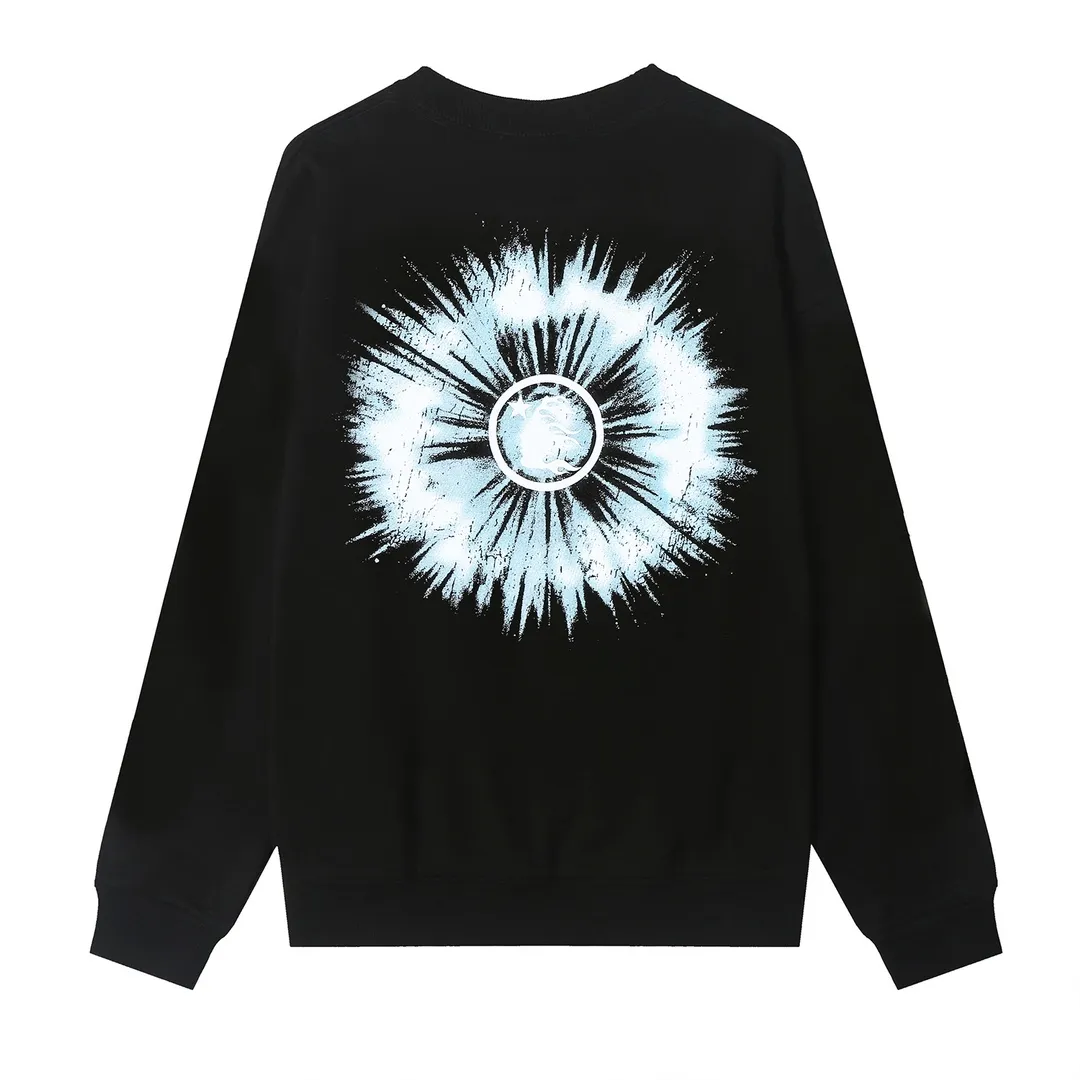 8821# P160 Hellstar high-quality Hellstar American trendy printed cotton terry crew neck sweatshirt Color: White Black Size: S M L XL