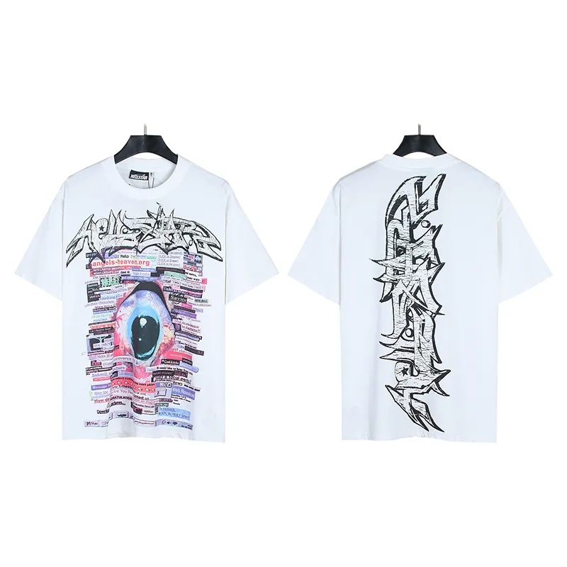 P110 5608# Real shot Hellstar Meichao high street pure cotton loose short-sleeved T-shirt Fabric: 240g 32 count fine cotton double yarn pure cotton Color: White Size: S M L XL