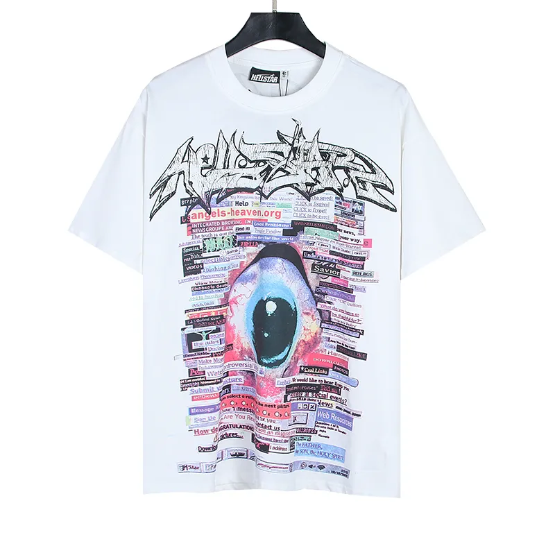 P110 5608# Real shot Hellstar Meichao high street pure cotton loose short-sleeved T-shirt Fabric: 240g 32 count fine cotton double yarn pure cotton Color: White Size: S M L XL