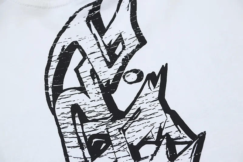 P110 5608# Real shot Hellstar Meichao high street pure cotton loose short-sleeved T-shirt Fabric: 240g 32 count fine cotton double yarn pure cotton Color: White Size: S M L XL