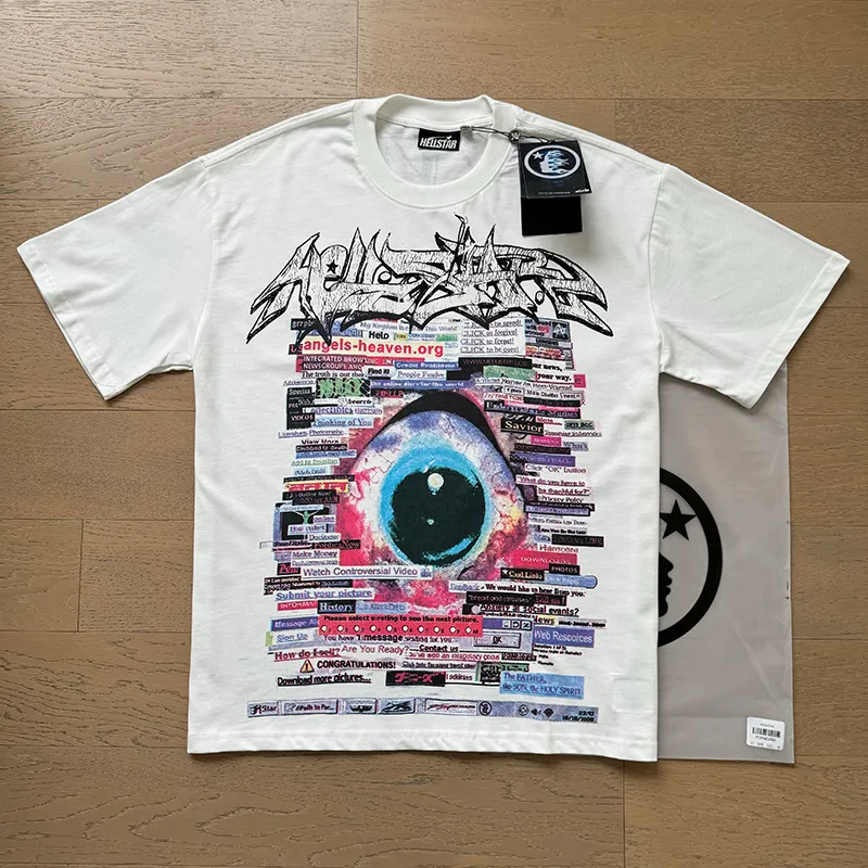 P110 5608# Real shot Hellstar Meichao high street pure cotton loose short-sleeved T-shirt Fabric: 240g 32 count fine cotton double yarn pure cotton Color: White Size: S M L XL